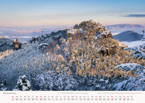 Papststein im Schnee - Kalender 2019 Dezember - Sächsische Schweiz