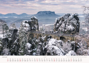 Bastei im Schnee - Kalender 2019 Januar - Sächsische Schweiz