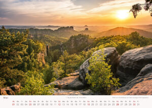 Carolafelsen Sonnenuntergang - Kalender 2019 Mai - Sächsische Schweiz