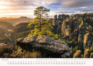 Felsenkiefer und Gansfelsen - Kalender 2019 Oktober - Sächsische Schweiz