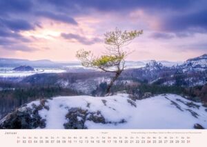 Elbsandsteingebirge - Kalender 2027 Winternachmittag im Schmilkaer Gebiet
