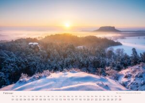 Elbsandsteingebirge - Kalender 2027 Verschneite Landschaft am Rauenstein