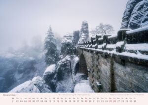 Elbsandsteingebirge - Kalender 2027 Ein stiller Wintermorgen an der Basteibrücke