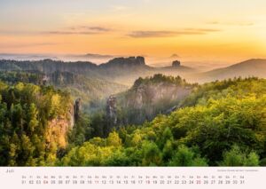 Elbsandsteingebirge - Kalender 2027 Sonnenuntergang auf der Carolaaussicht