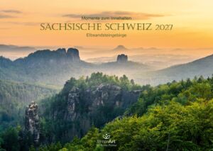 Kalender Sächsische Schweiz 2027 - Titelbild Sonnenuntergang auf der Carolaaussicht